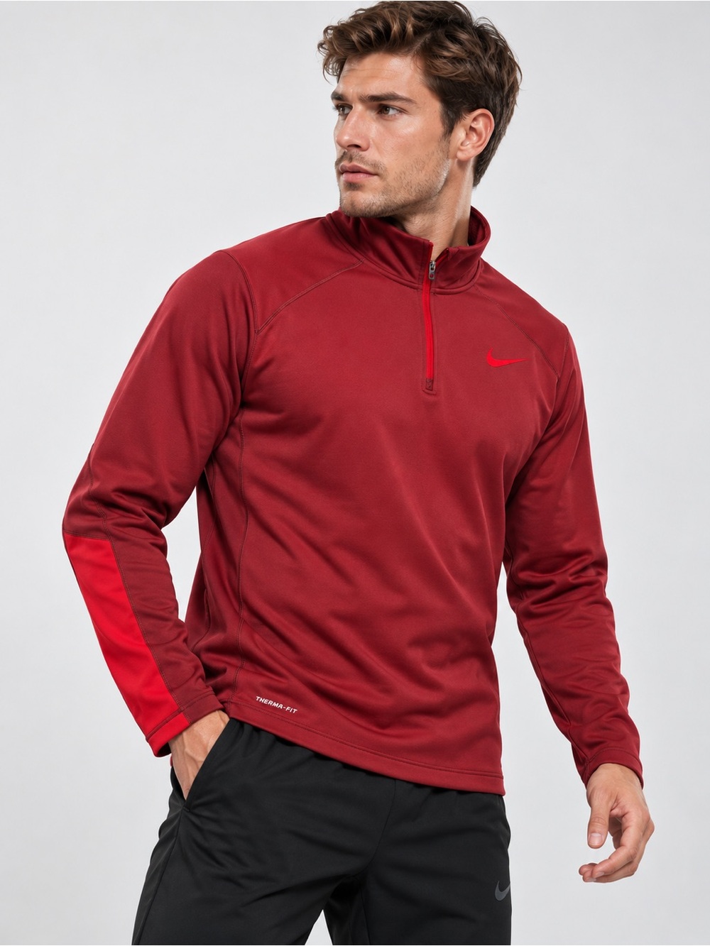 Nike Therma-FIT Men’s 2XL Quarter Zip Pullover Burgundy Red Athletic Fleece
